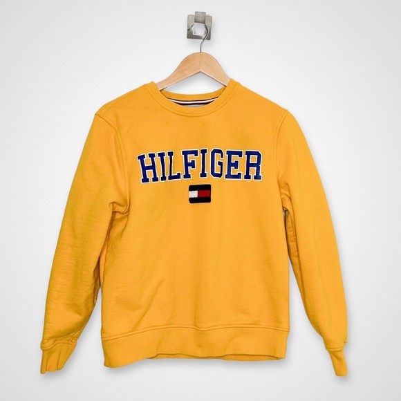 Tommy Hilfiger Other - Tommy Hilfiger Yellow Pullover Sweatshirt Spellout Patch Top Size M Preppy